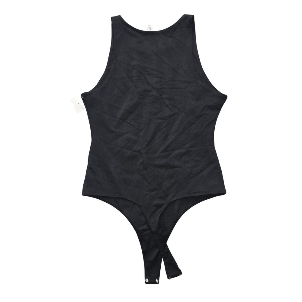 BP Bodysuit‎ Womens Medium Black Ribbed Tank Thong Snap Closure Stretch Knit - Picture 2 of 8